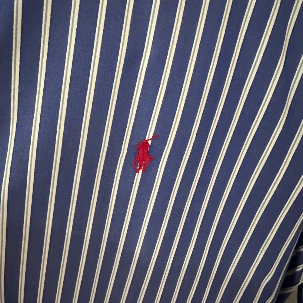 Ralph Lauren Blue and White Striped Classic Fit Shirt - Picture 4 of 5
